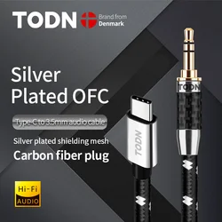 TODN typ c do 3.5 jack aux audio usb c dac cable tipo c silver usb mikrofon 32bits/384khz do telefonu, słuchawek, głośnika