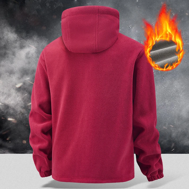Autumn Winter New Hooded Fleece Jacket Men Outdoor Sports Windproof Tactical Zip Coat Men Warm Thick High Quality Jacket Male