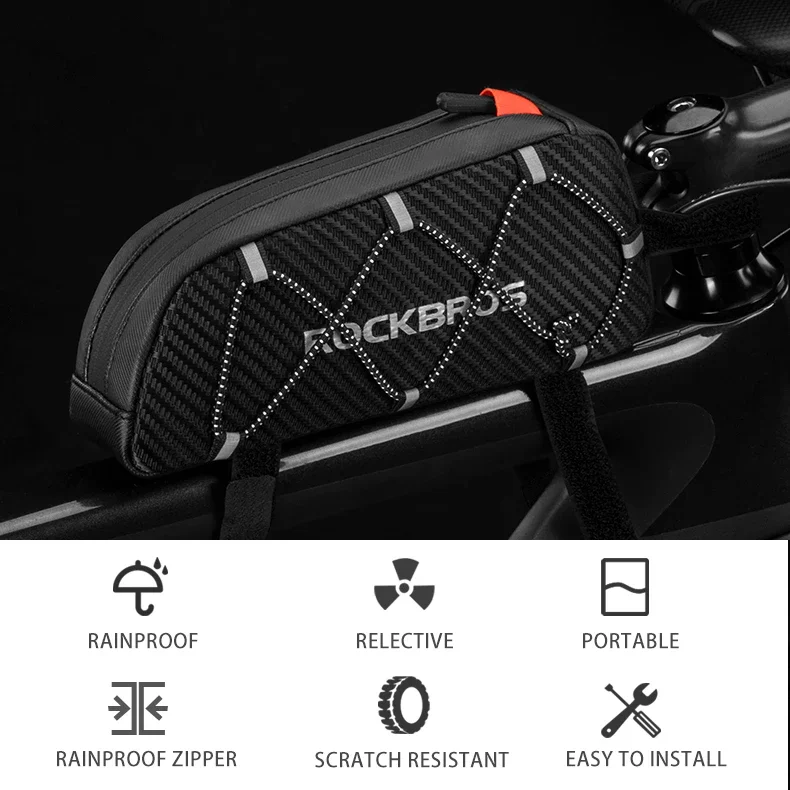 ROCKBROS Fahrradtasche, wasserdicht, reflektierend, vorne oben, Rahmenschlauchtasche, ultraleichte Fahrradtasche, Fahrradtasche, Touring-Reitausrüstung – Detail 7