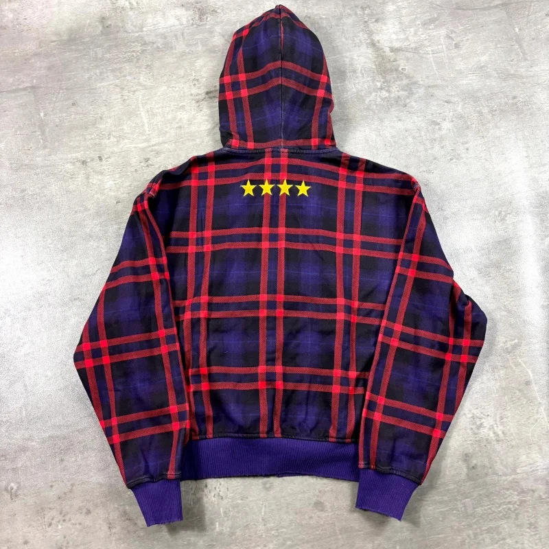 

2025 европейская и американская осенне-зимняя модная уличная клетчатая рубашка, трендовая уличная одежда, толстовка с капюшоном