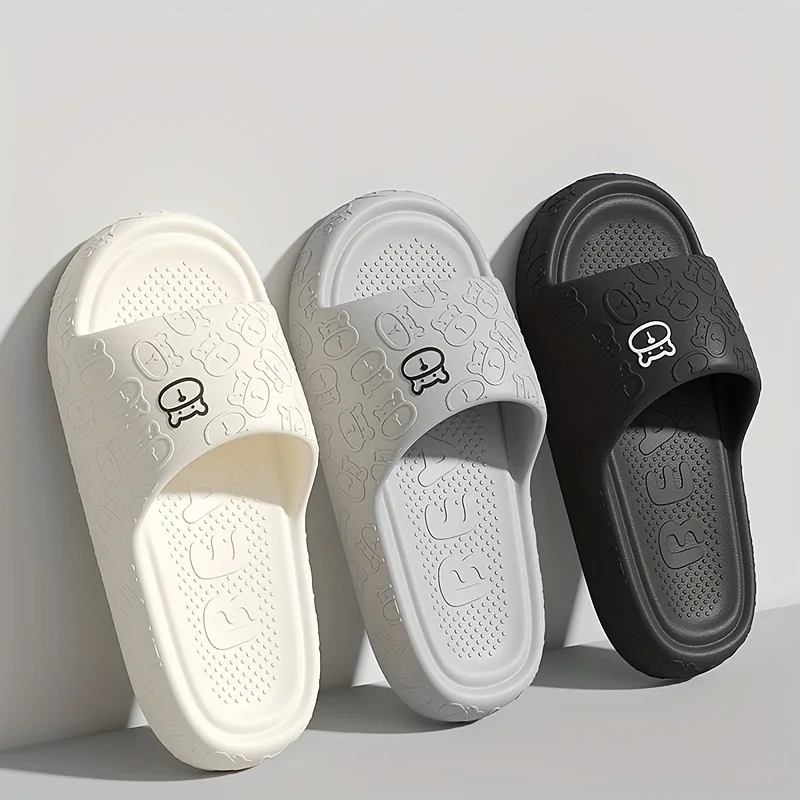 Summer Plus Size 48-49 Men Slippers Thick Sole Cartoon Bear Women Beach Slides Bath Anti-Slip Slipper Sandals Flip-Flops Shoe