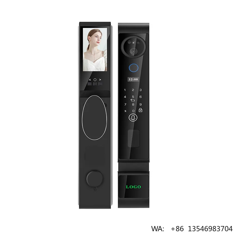 Luxury S666 Tuya Smart Wifi Door Lock 3D Face Video Intercom Automatic Fingerprint Card Key Access for Hotel Villa Apartment