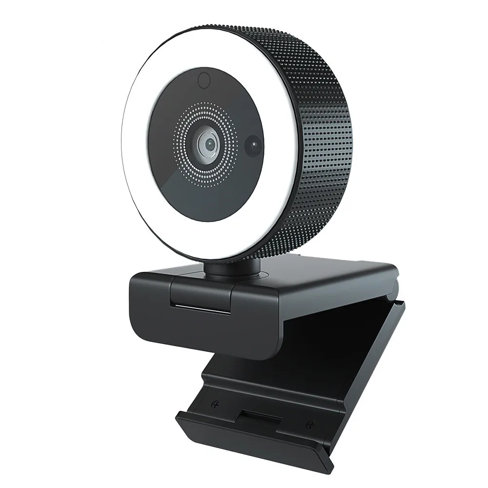 60FPS 2MP 1080P  USB Webcam with Fill Light Ring for Video Conferences Studying Live Broadcast Compatible with Windows & Mac
