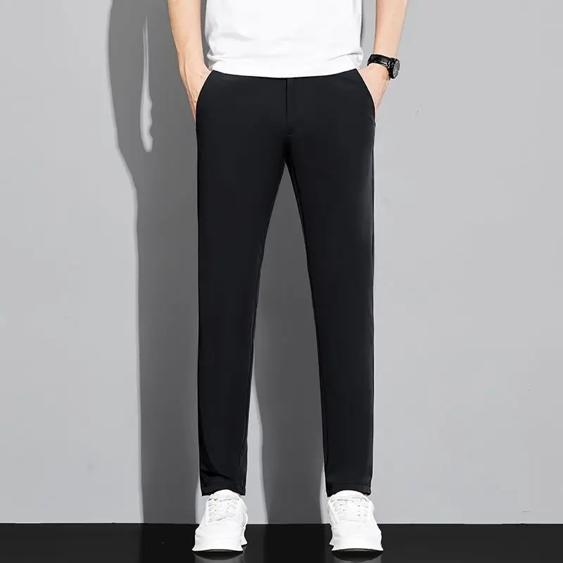 Mens Slim Fit Straight Leg Dress Pants Casual Solid Color Trousers