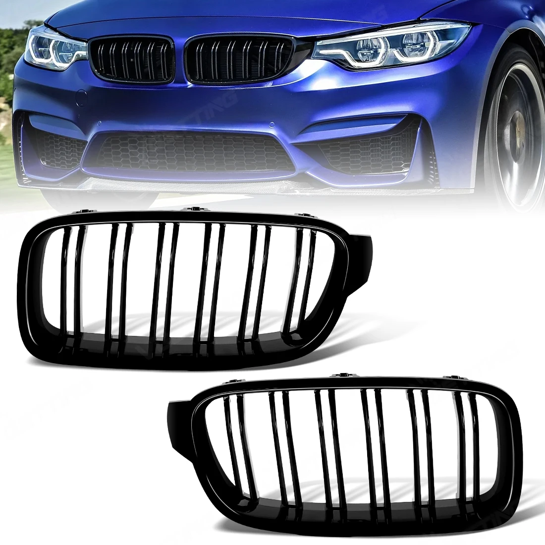 

Front Kidney Grille For BMW F30 F31 F35 2012-2018 320i 325i 328i Grossly Black Double Line High Quality Grille Car Accessories
