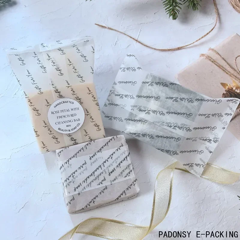 100pcs/lot 80% Transparent Wax Paper Handmade Soap Wrapping Paper Gift Wrapping Paper Packaging for Small Order Customzied LOGO