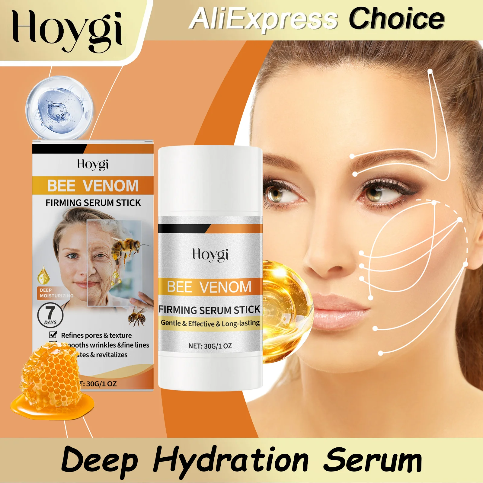 HOYGI Bienengift Straffende Creme Feuchtigkeitsspendend Erschlaffung Verbessernd Reduziert Feine Linien Repariert Geschädigte Haut Gesichtspflege-Essenz