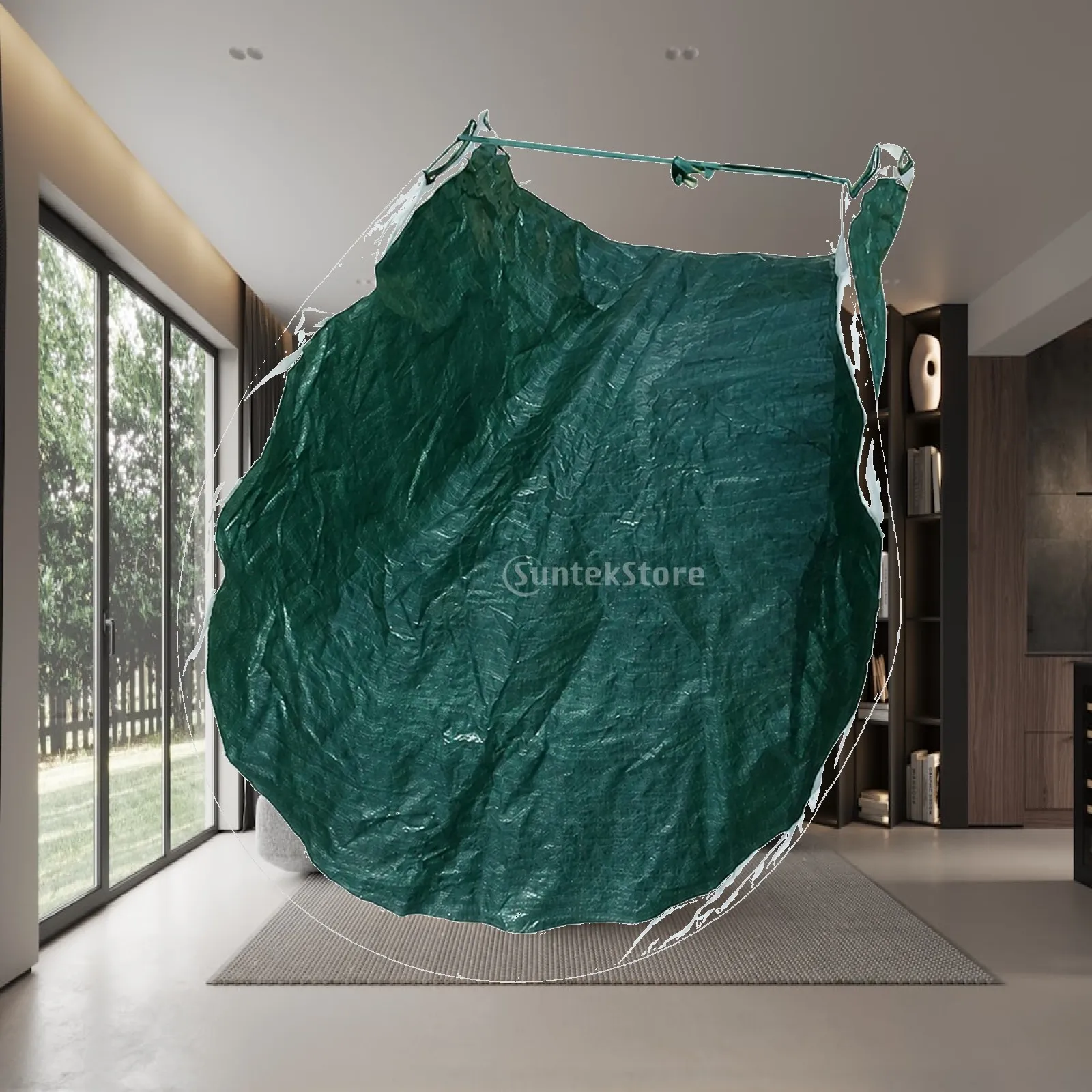 Dark Green Garden Leaf Collector Tarp Heavy Duty Plastic Yard Waste Bag Foldable Outdoor Leaf Gatherer for Lawn Raking and