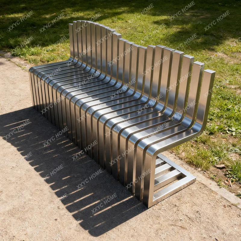 Outdoor Bench Customized Stainless Steel Park Bench Outdoor Anticorrosive Backrest Seat