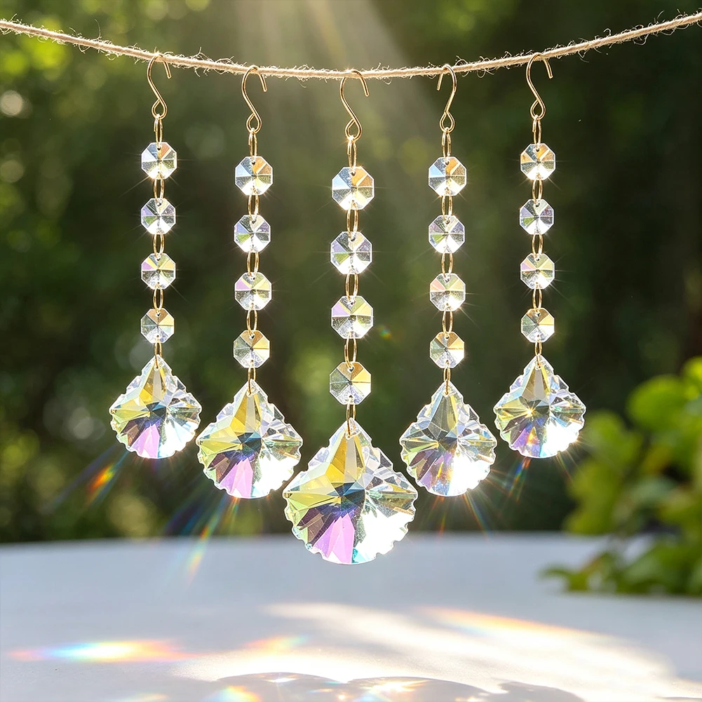 1PC Dreamy Scallop Crystal Suncatcher Hanging Stunning Rainbow Light Reflection Sunlight Prism DIY Chandelier Lamp Glass Pendant