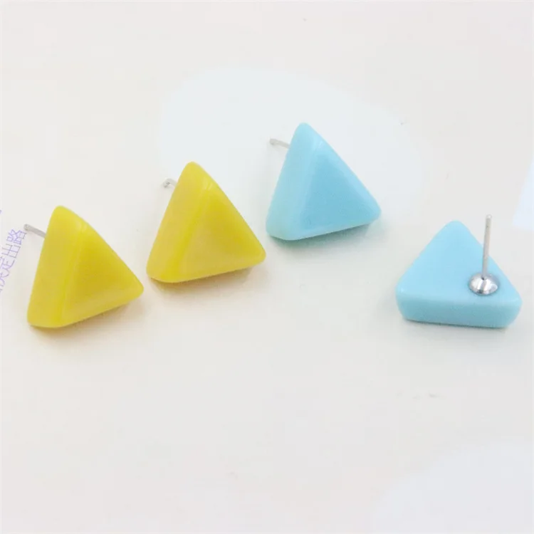 ZFSILVER 100%925Sterling Silver Fashion Resin Acrylic Pure Triangle Stud Earrings For Women Charm Jewelry Acessories Gifts Party