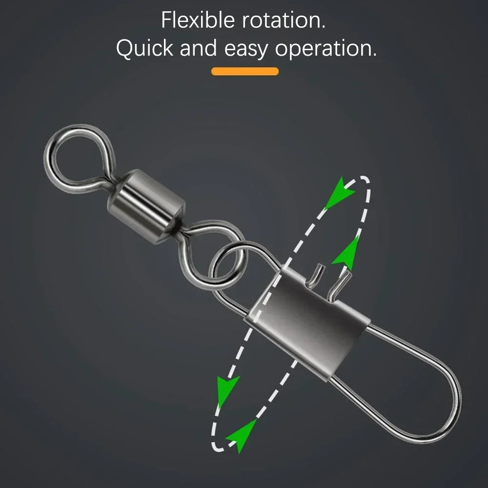 DNDYUJU 50-200 Stück Wirbel Angeln Stecker Pin Lager Rollwirbel Snap Fastlock Clips Angelhaken Angelgerät Zubehör – Detail 6