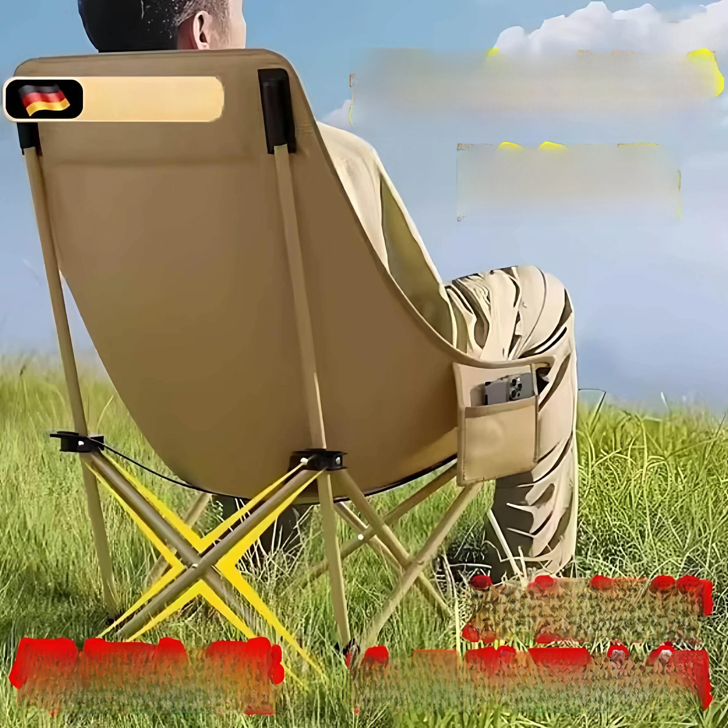 Outdoor Portable Folding Chair Backrest Moon Chair Beach Picnic Travel Fishing Stool Camping Stool Lightweight Stackable Chair