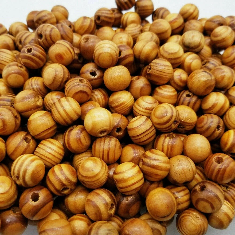6/8/10/12/16/18mm DIY Natürliche Holz Perlen Lose Runde Kiefer Holz Streifen Perlen Spacer Armband Halskette Schmuck Machen