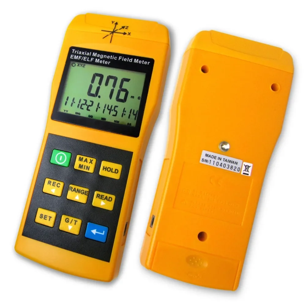 3-Axis Gauss EMF ELF Meter Detector, Electromagnetic Field Radiation Intensity 20/ 200/ 2000 mG & uT for Microwave Computer Line