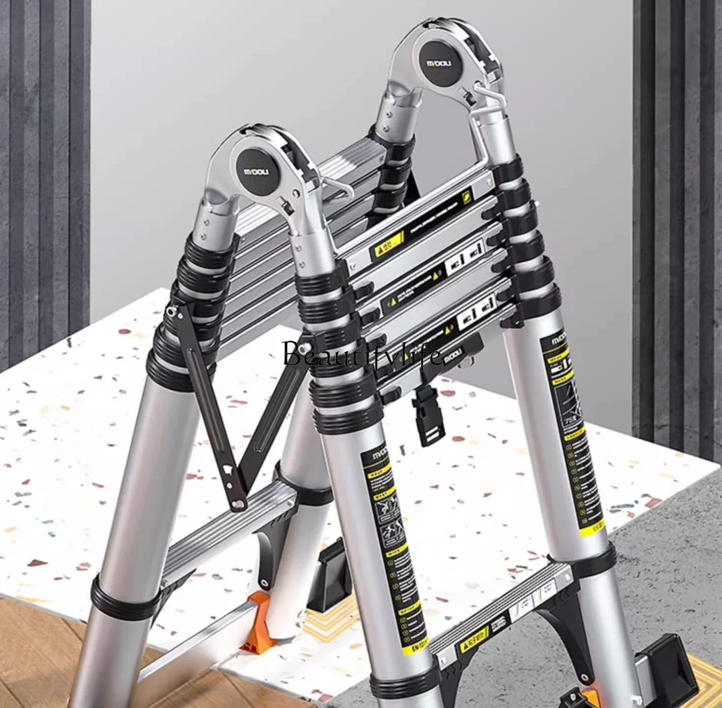 

FG34Thickened Aluminum Alloy Multi-Functional Telescopic Ladder Herringbone Household Foldable and Hoisting Stairs