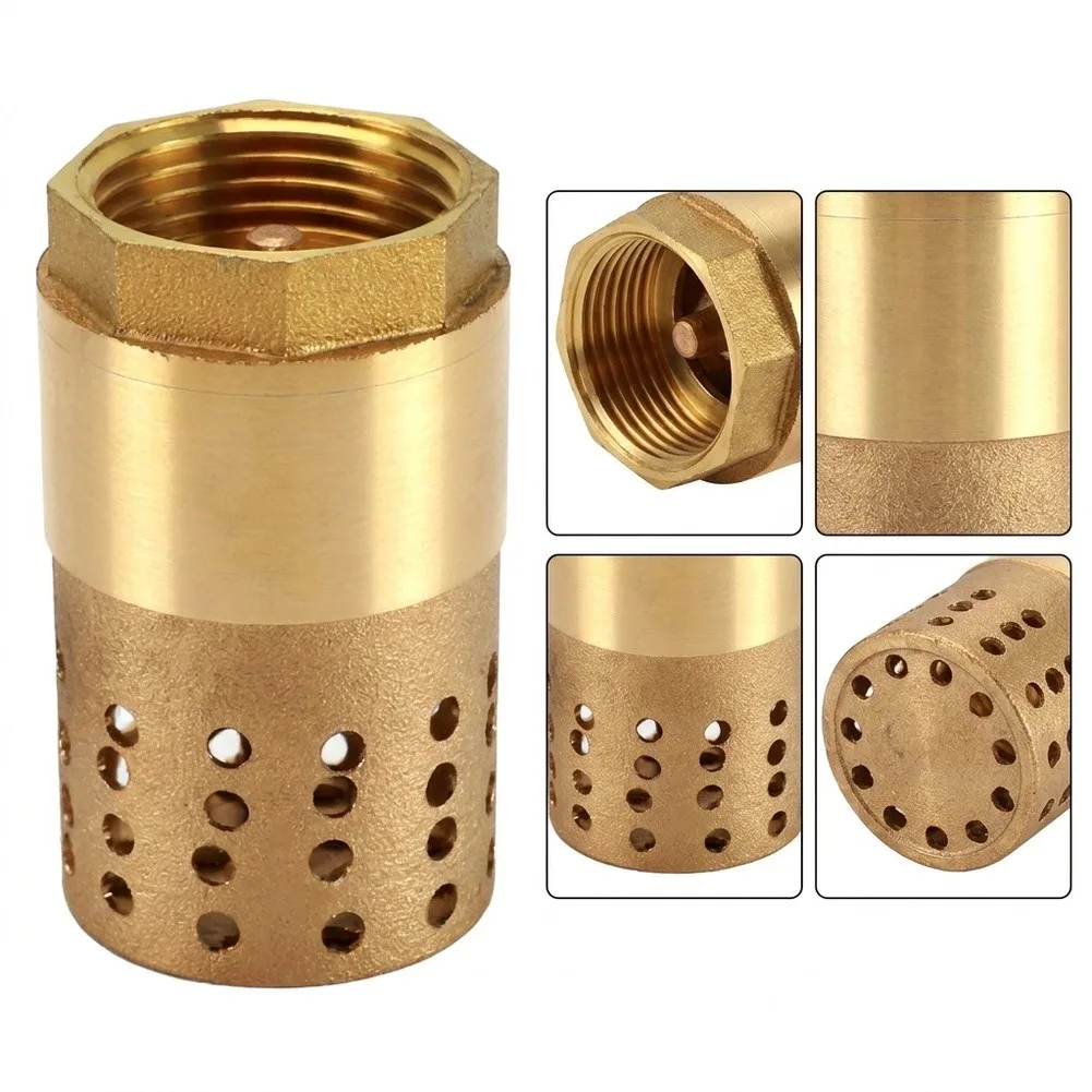 Spring Loaded Brass Foot Valve with Mesh Filter for Suction Lines Prevents Backflow and Ensures Reliable Pump Operation