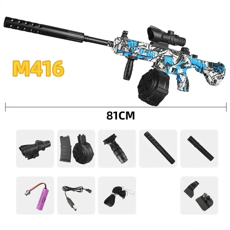 Electric M416 Beads Gun Toys With 10000 Water Balls Shooter Rifle Weapon CS Fighting Outdoor Game for Children Adult