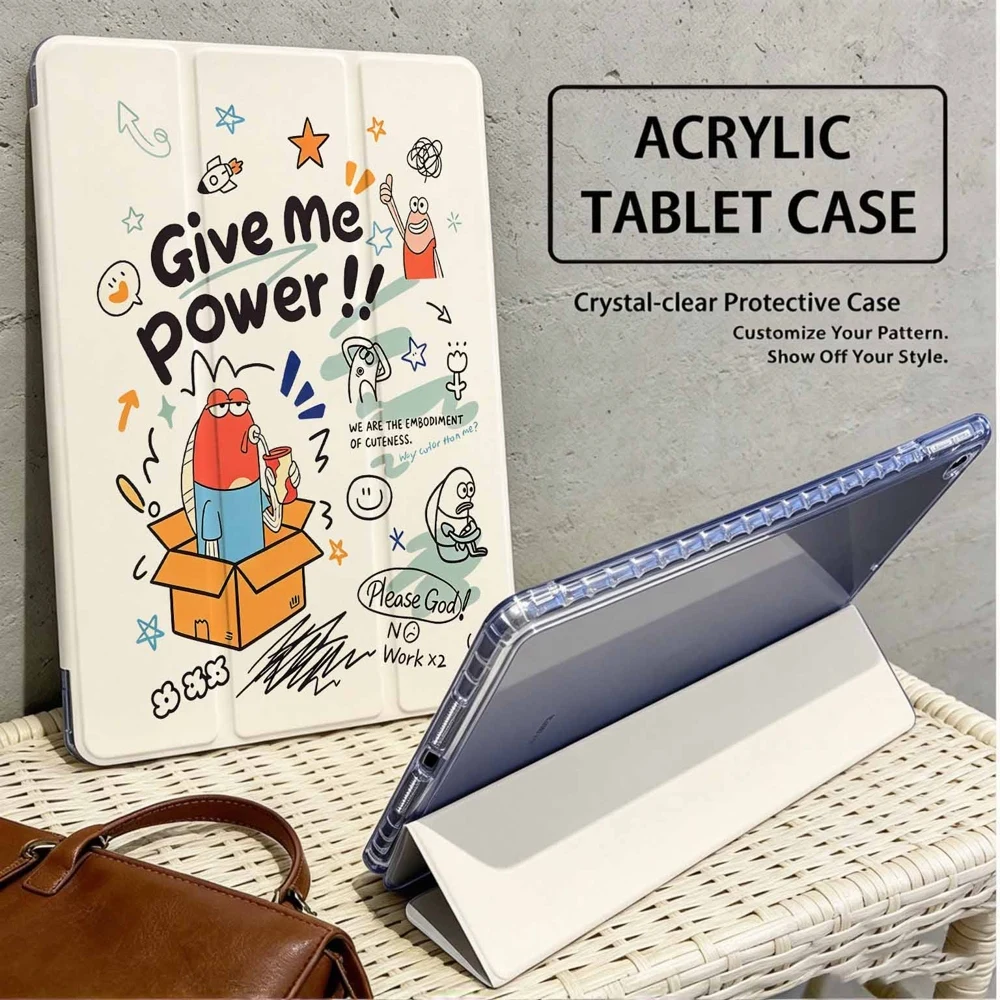 Cute Doodle Cartoon For iPad Pro 11 12.9 13 A16 M2 M4 M3 M5 9.7 10.2 5/6/7/8/9/10/11th Mini Air 3 4 5 6 Tablet Case