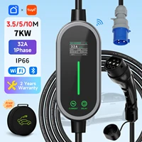 Cargador EV portátil Type2/Type1 7KW 32A 1 fase EVSE Cable de carga rápida enchufe CEE WiFi aplicación Bluetooth Control de corriente ajustable