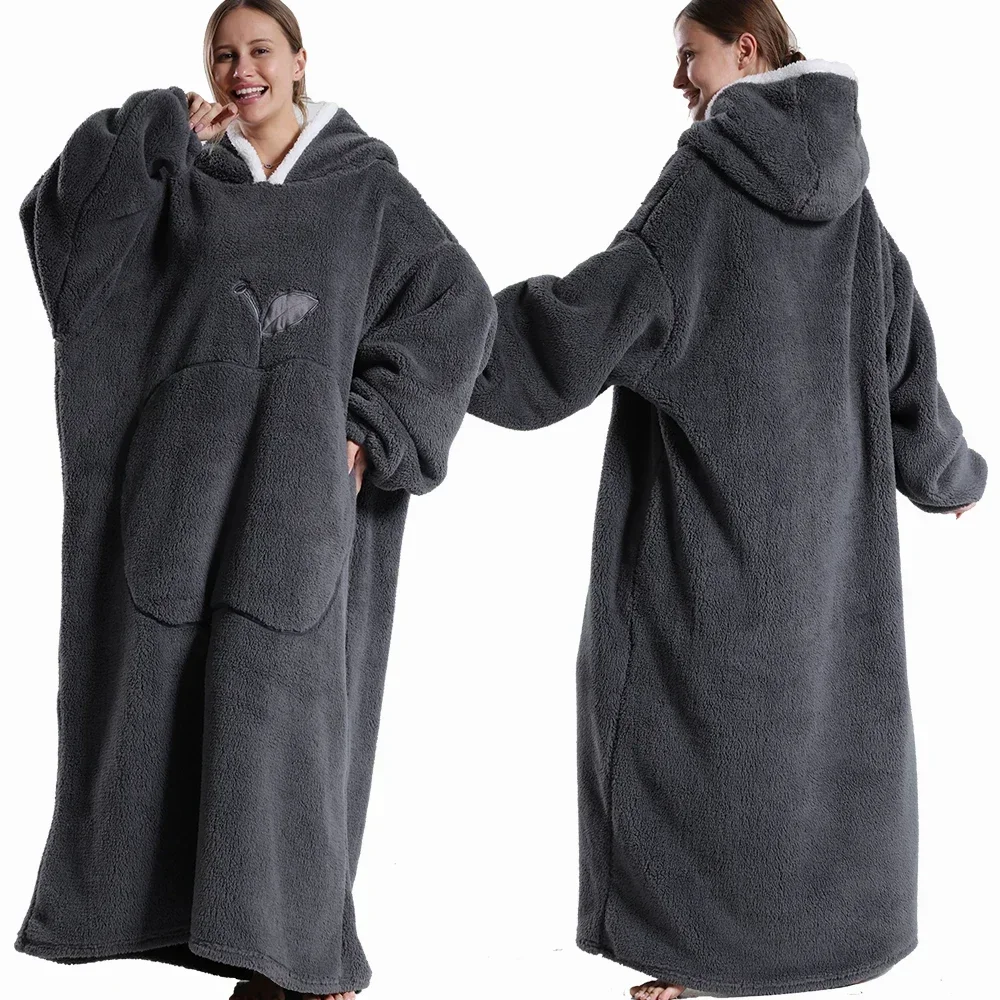 Mantas extra largas para hombre y mujer, manta con capucha de franela de invierno con mangas completas, manta suave y acogedora para TV para adultos