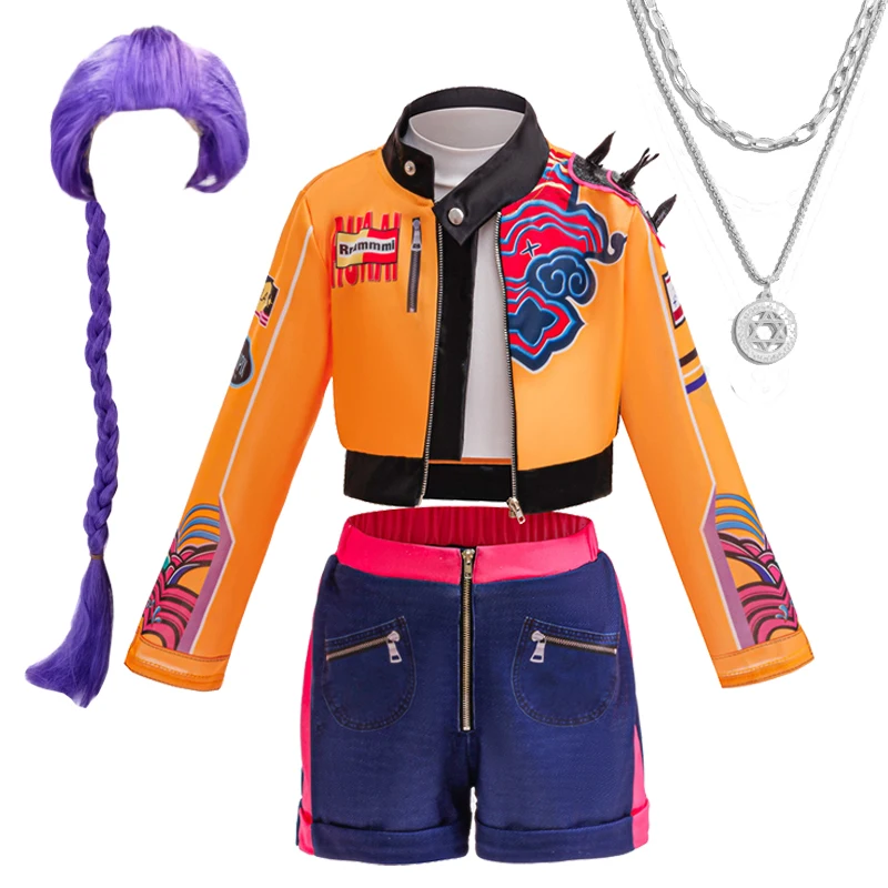 Girl Rumi Role Playing Costume Set Fashion Girl Golden Halloween Role Playing Costume K-Pop Stage Performance Costume Set