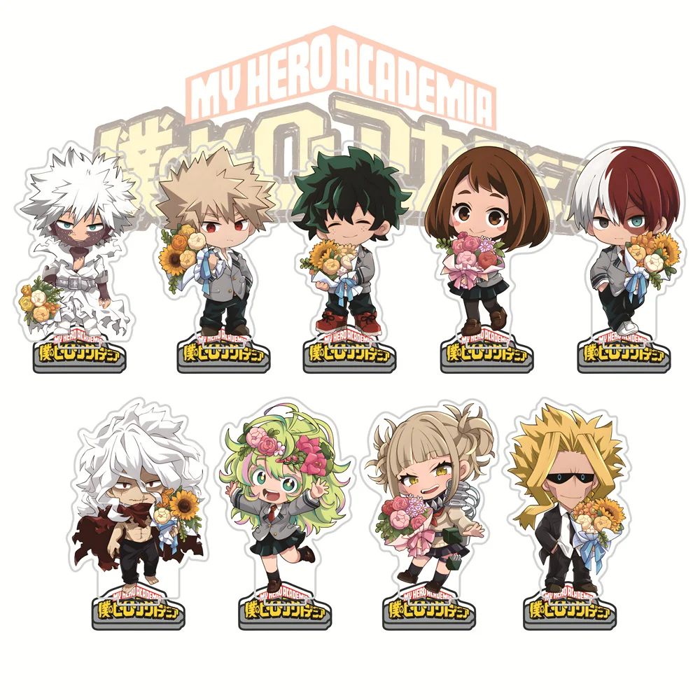 My Hero Academia 10cm Flower Themed Acrylic Stand Figures Keychain Anime Collectible Standee, Desk Decor Gift for Fans