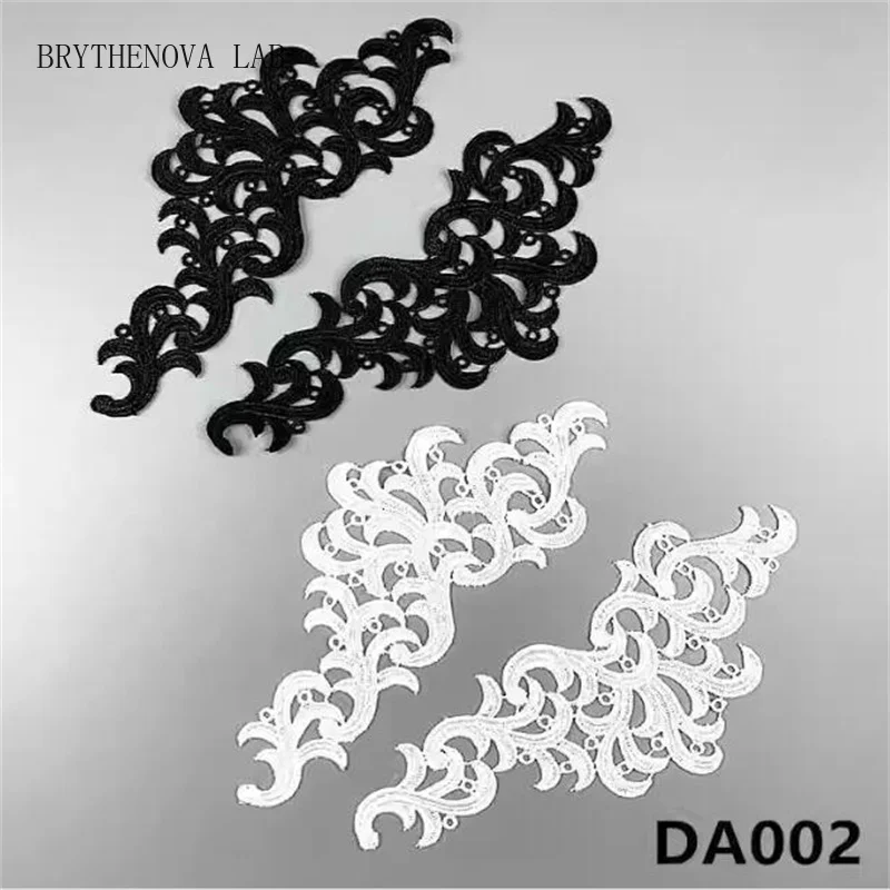 5Mirror pairs Black and white Polyester Embroidery Accessories Lace Handmade Clothing Decoration Fabric Clothing Patches