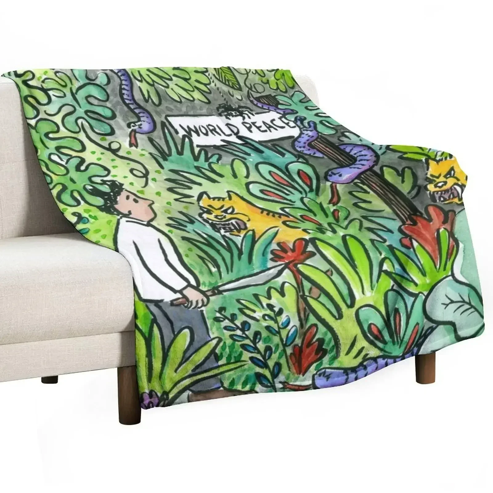 

World Peace Jungle Throw Blanket Sofa Flannel Fabric Blankets