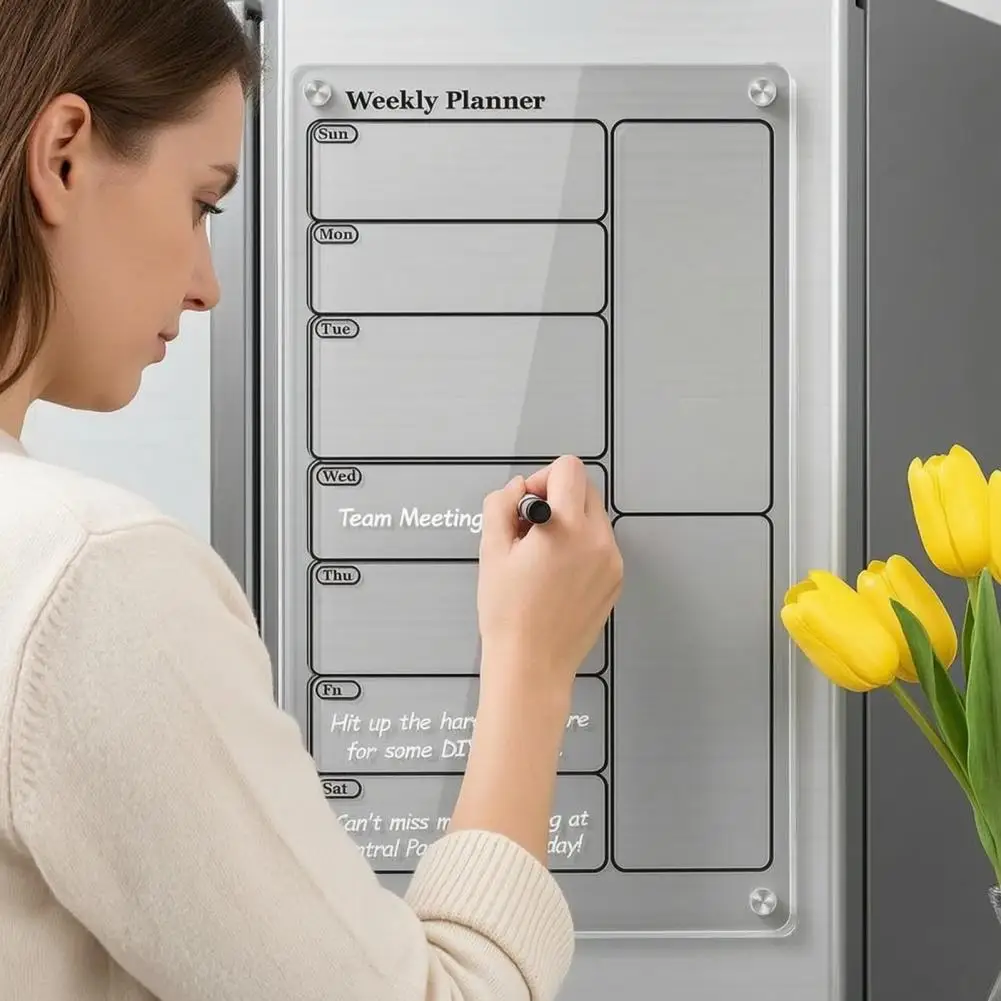 Schedule Tracker Acrylic Magnetic Dry Erase Board Calendar Monthly Weekly Meal Planner Whiteboard Magnetic Acrylic for Events