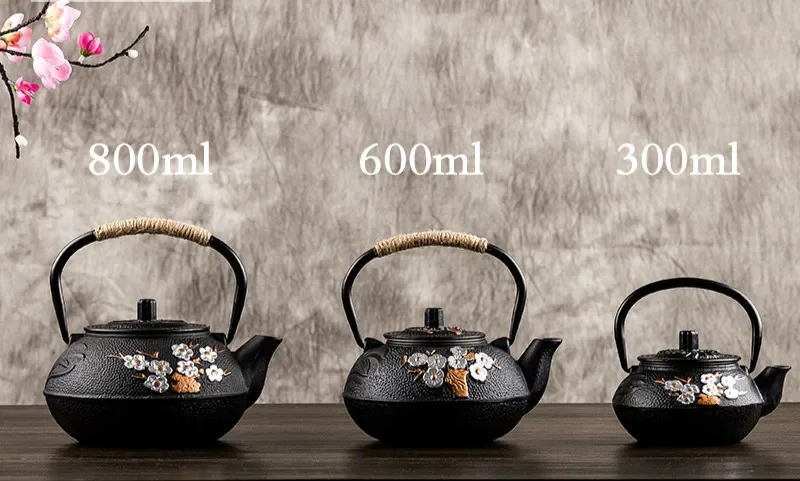 300ML/600ML/800ML Tea Pot Tetsubin Kettle Teaware Cast Iron Teapot Set Coffee Teapot