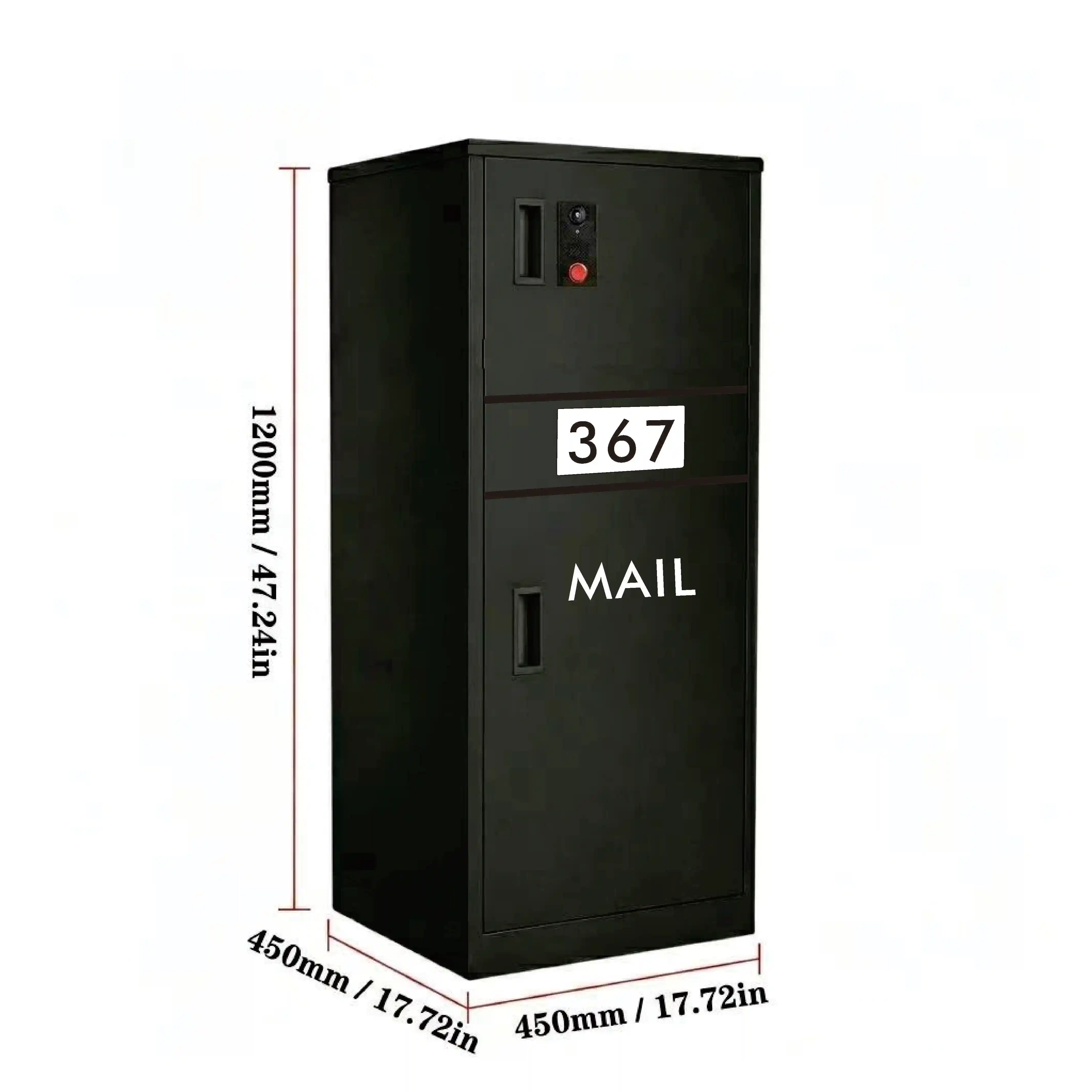 Smart Package Delivery Box With Rear Pickup Door DC12V Address Light Camera Doorbell App Controlled Secure Parcel Cabinet
