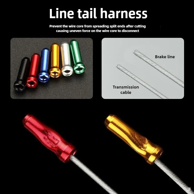30 50 100 قطعة متعددة الألوان سبائك الألومنيوم دراجة الفرامل شيفتر كابل داخلي نصائح سلك نهاية غطاء كابل خط الأساسية غطاء تغليف والعتاد