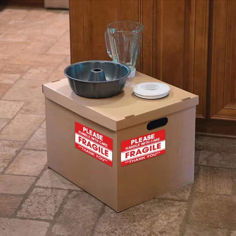 250Paste/Roll Fragile English Warning Label Sticker，Copper Plate Adhesive Anti-Tamper Fragile Item Warning Stickers