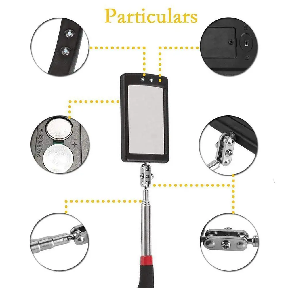 Detection Folding Mirror 360° Rotating Reflector Universal Auto Repair Tool Accessory Telescopic Bottom Inspection Mirror