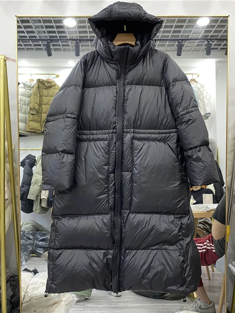 Chaqueta larga de plumón para mujer, abrigo informal grueso y cálido de gran tamaño, Parkas de manga de murciélago de calle alta, invierno, 2022