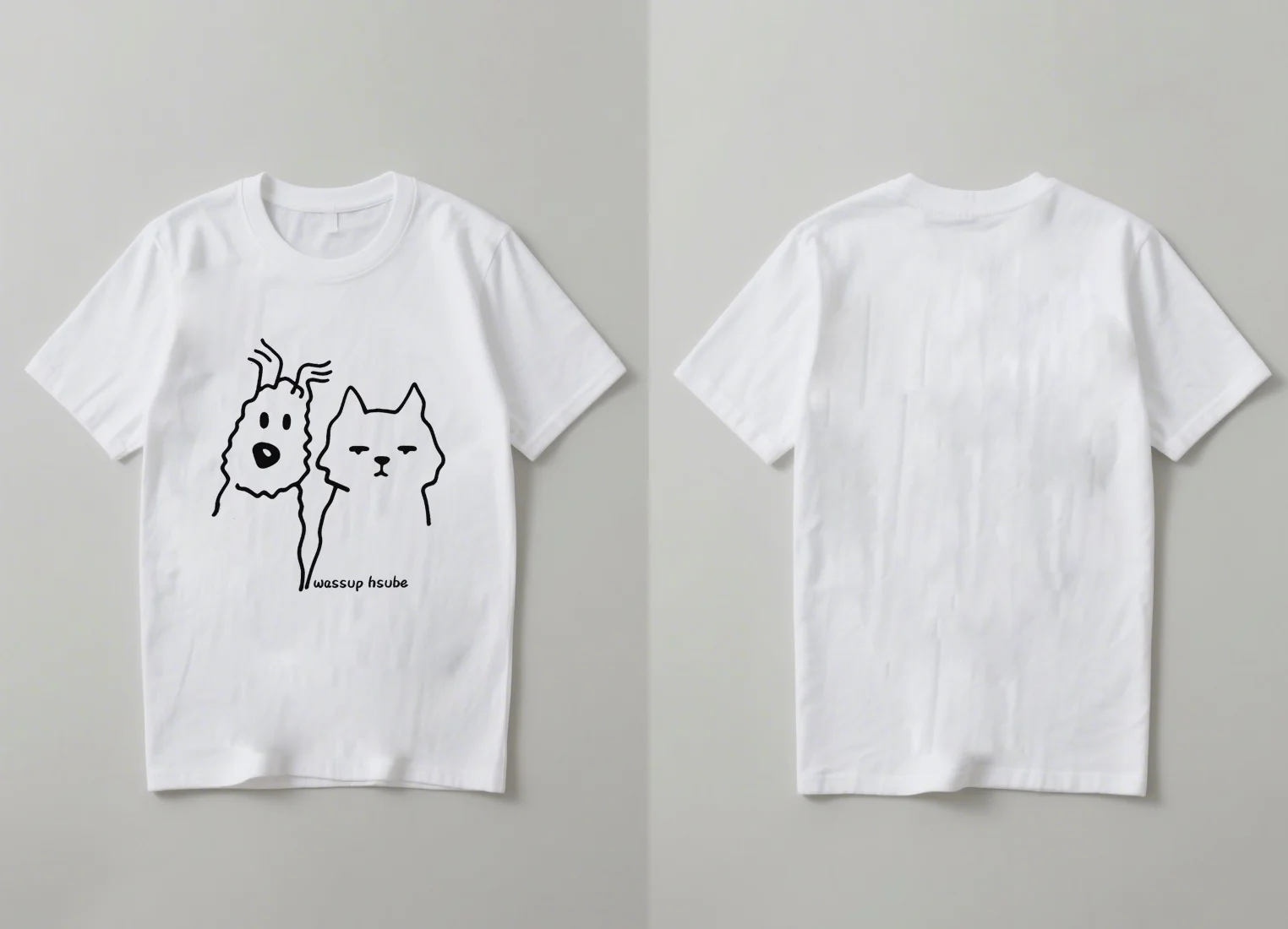 2025 nueva moda dibujos animados perro y gato estampado manga corta casual unisex