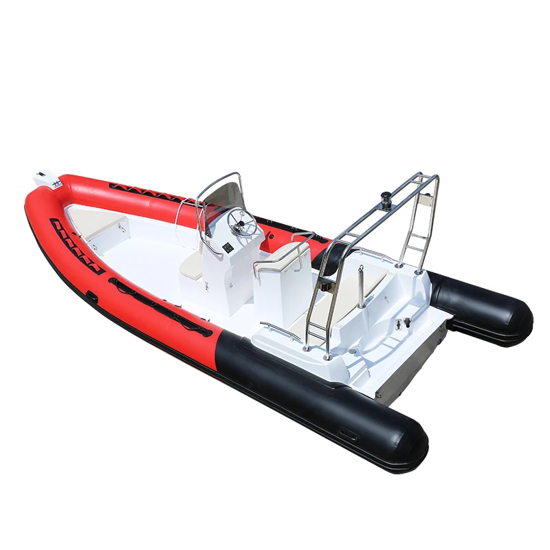 6.8m Rib-680 Hard T-Top Fiberglass Hull Inflatable Fishing Boat With Outboard Motor Hypalon Material Durable Dinghy