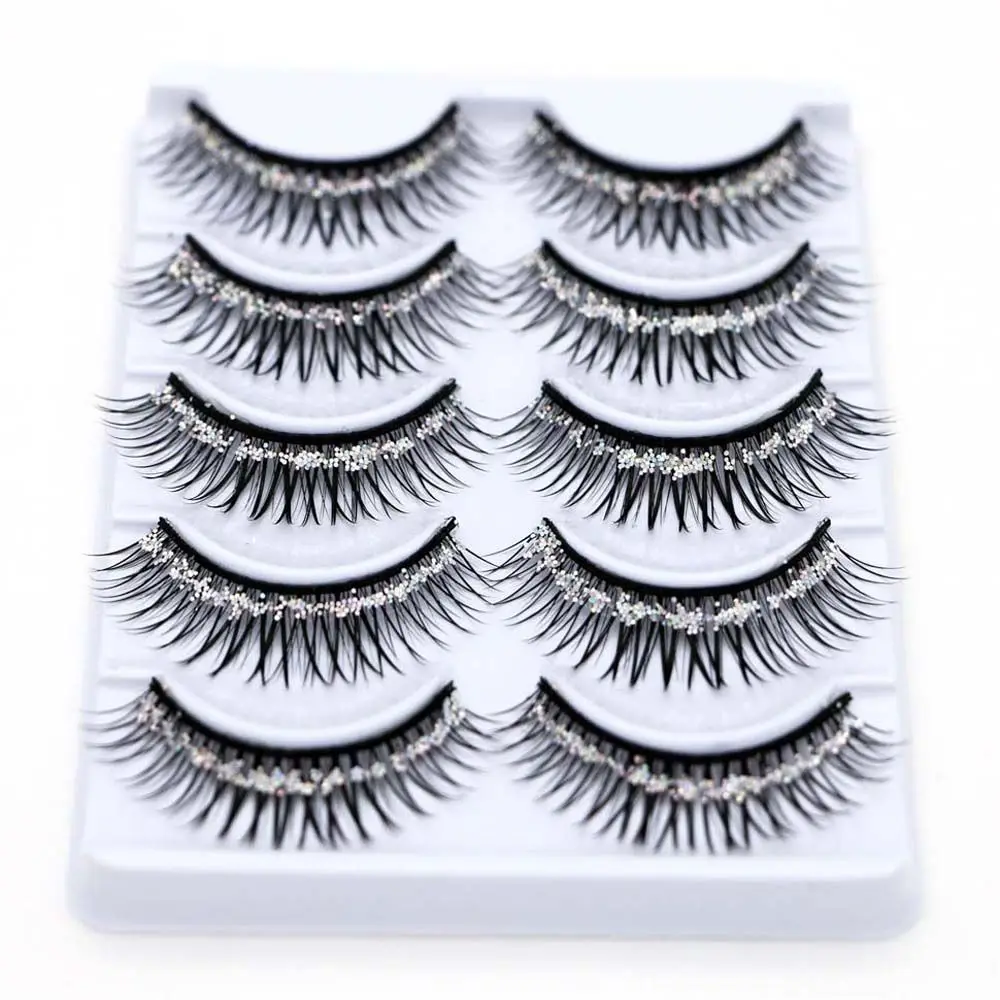 Cross Lash Glitter Sequins Eye Makeup Tool Rhinestone False Eyelashes Lash Extension Sequins False Eyelashes Big Eyes Eyelashes