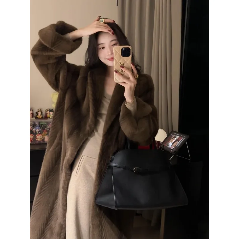 

Luxury Imitation Mink Fur Environmentally Friendly Jacket Winter New Commutin Temperament Integrated Long Fur Coat Exquisite