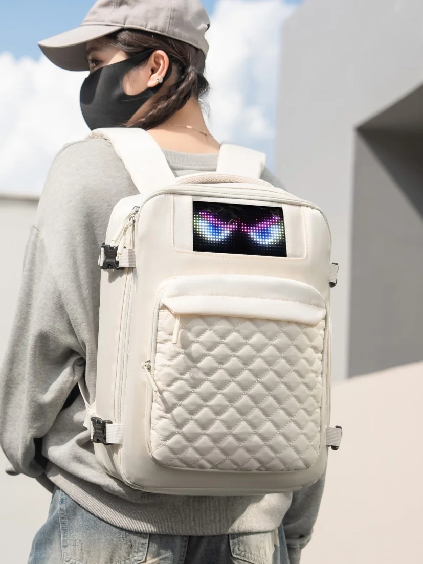Tech-Style LED Pixel Screen Backpack Unisex Large Capacity Computer Bag Street Cool Style Double Shoulder Bag for Students An...