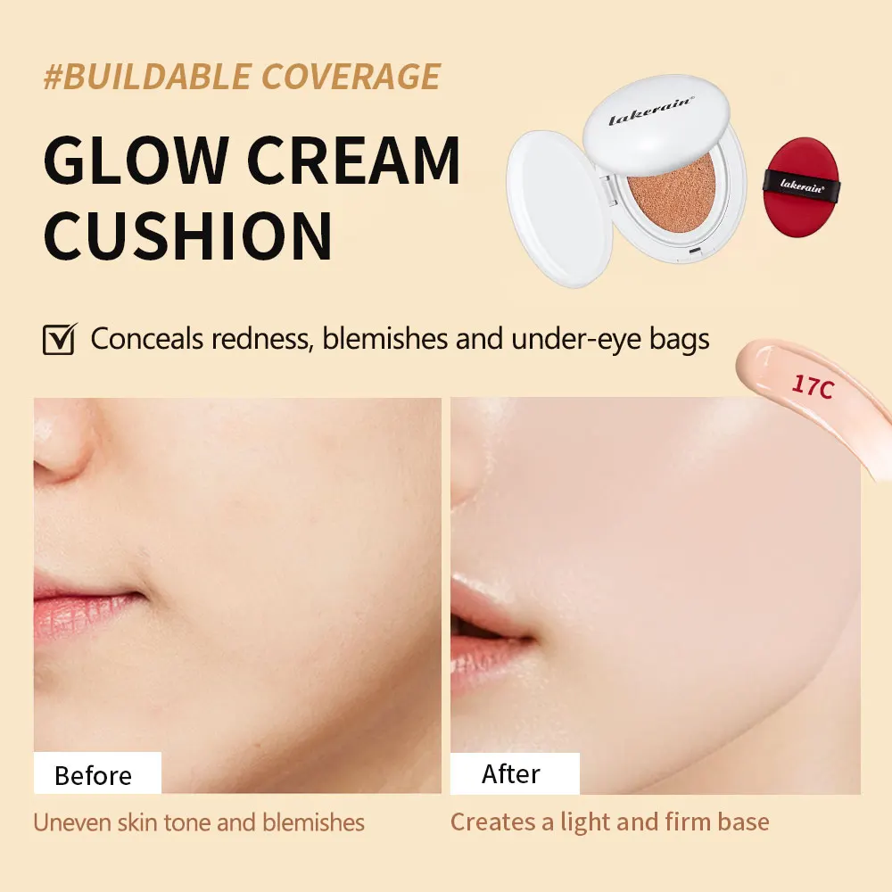 Glow CC crème coussin correcteur naturel blanchissant longue durée hydratant contrôle de l'huile fond de teint visage Base maquillage cosmétique