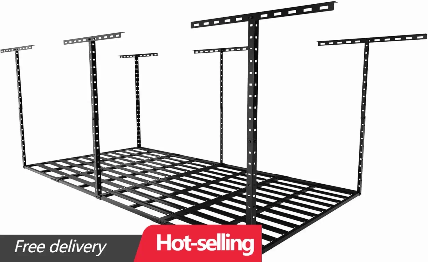 

Организация верхней гаражной полки 4x8, регулируемые потолочные стеллажи для хранения, грузоподъемность 750 фунтов