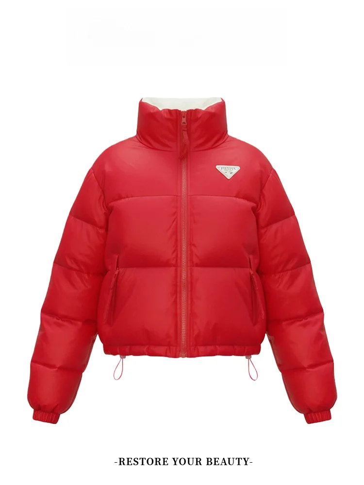 Or feminino puffer jaet 2025 inverno novo solto fce forrado pão sle thi quente zíper casaco de algodão outerwear