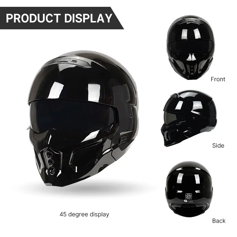 Classic Style Matt Black Scorpion Helmet Detachable Multi-purpose Combination Motorcycle Locomotive Capacete De Moto Masculino