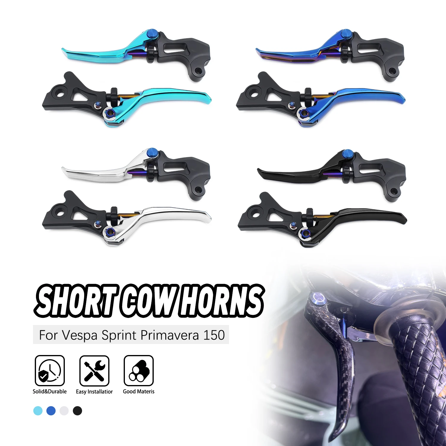 

Motorcycle Part For Vespa Sprint150 Primavera150 LX150 LXV150 2013-2021 Handlebar Brake Levers Aluminum Handle