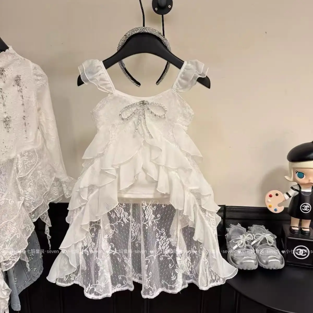 Super Fairy Suspender Top Girls Super Fairy Vacation Style Irregular Lace Flying Sleeve Top 2026 Summer New