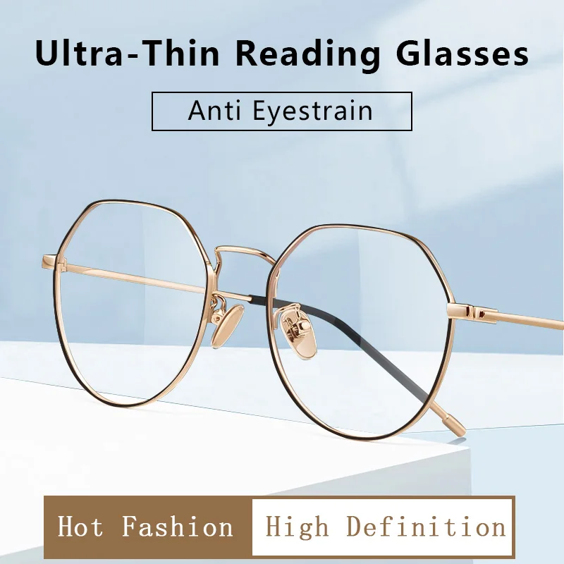 

Ultra-Thin Reading Glasses Blue Light Blocking for Women,Stylish Metal Frame Readers, Anti Glare UV Filter Eyeglasses