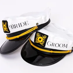 Nauti Bride groom captain hat Nautical Sail boat yacht skipper wedding Bachelor Bachelorette Party bridal shower decoration Gift