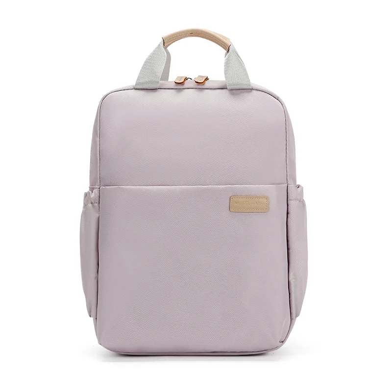 New Solid Color Women Waterproof Nylon Backpack Light 14 15 Inch Laptop Backpack Simple School Bag For Teenage Girls